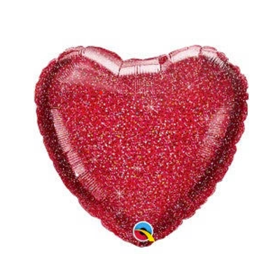 18" FOLIE HEART BALLOON -  Glittergraphic red 