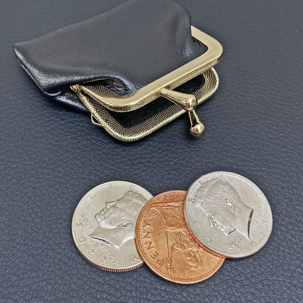 COPPER-SILVER COIN + PURSE
