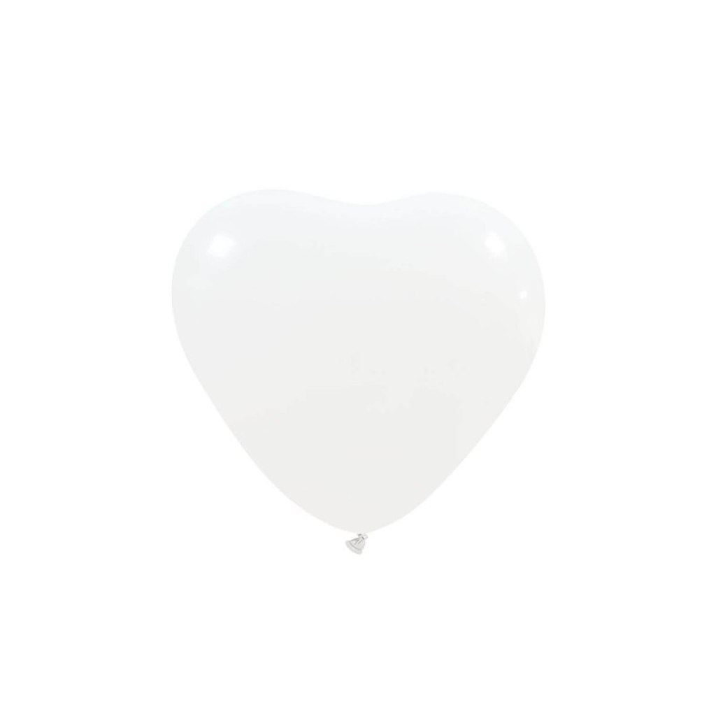 SMALL BALLOON HEARTS 6" white   - 100 pcs. 