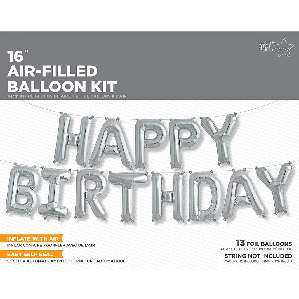 HAPPY BIRTHDAY FOILBALLOONS SILVER